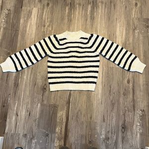Cozy black and white striped sweater